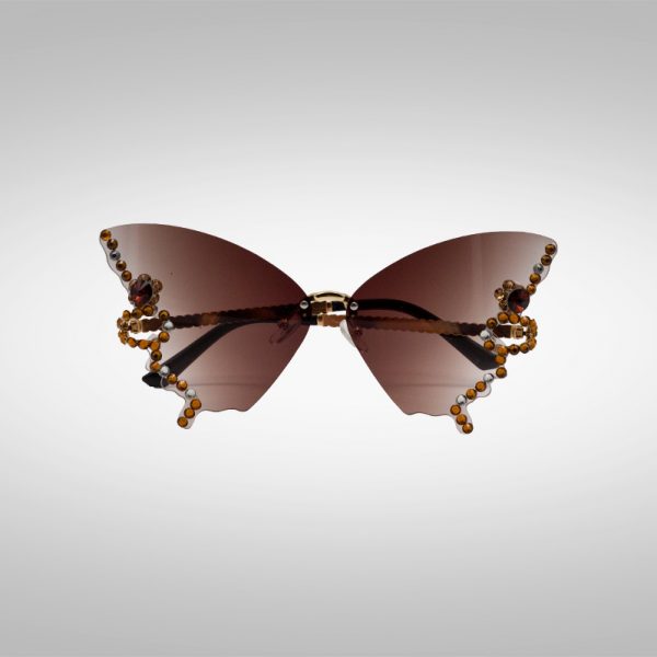 Schnelle Sonnenbrille Crystal Butterfly in Braun von vorne