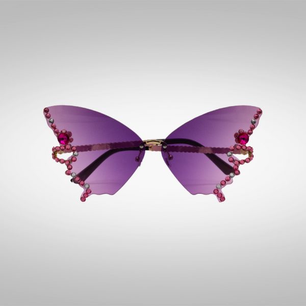 Schnelle Sonnenbrille Crystal Butterfly in Violett von Vorne