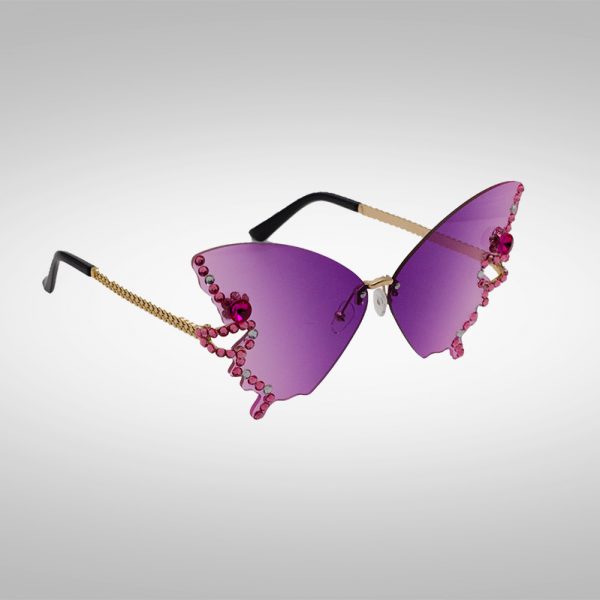 Schnelle Sonnenbrille Crystal Butterfly in Violett seitlich