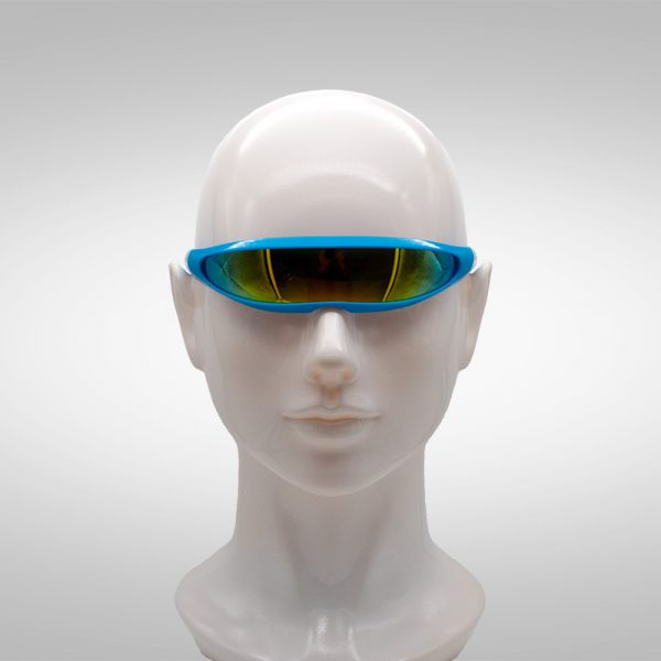 Schnelle Brille Cosmic Cyclops in Blau verspiegelt auf Kopf